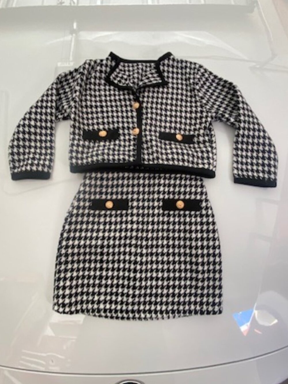 2 Piece Houndstooth Tweed Design Skirt Set Size 120 (5 to 7 US)